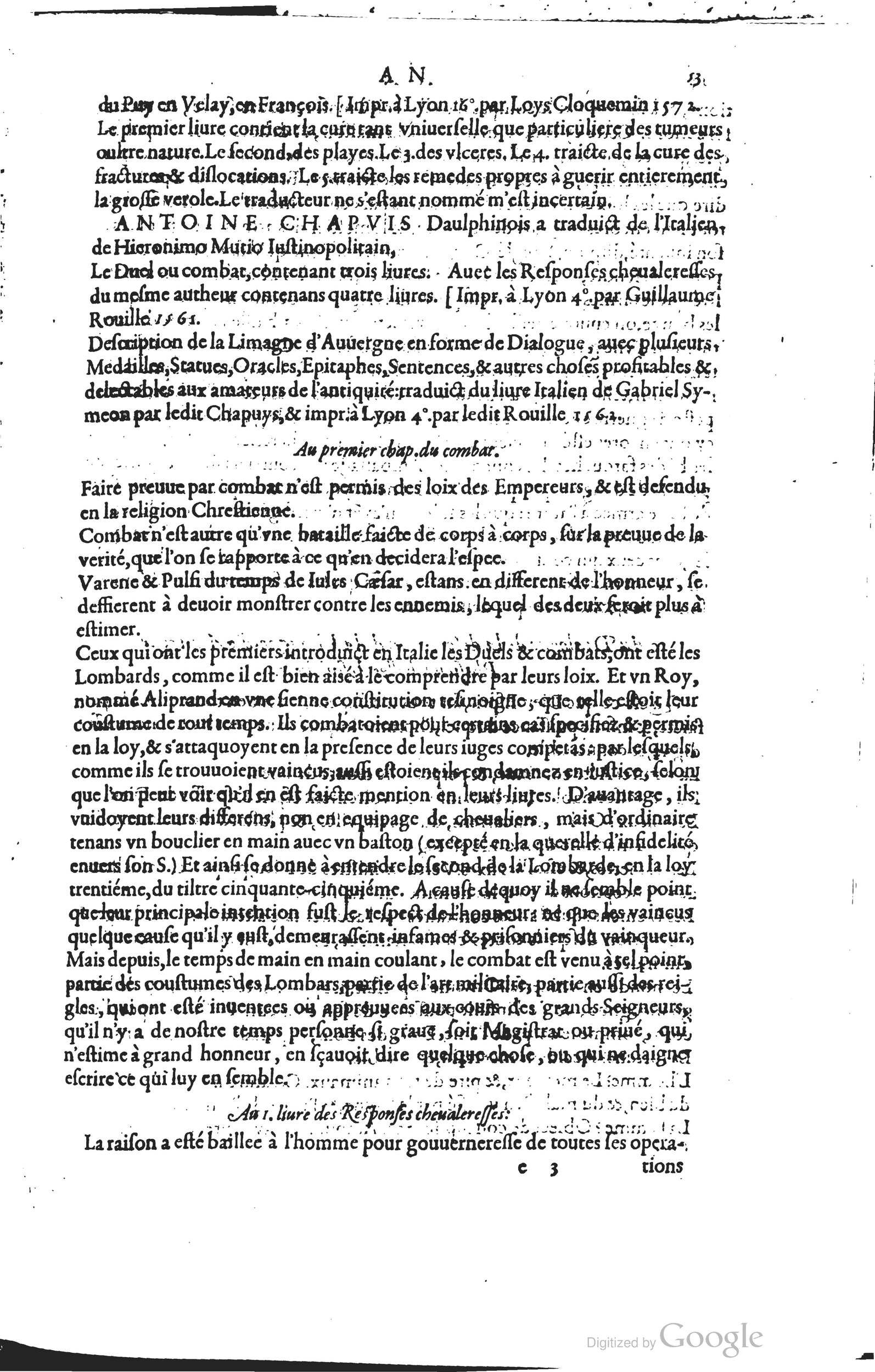 1585 - Barthélemy Honorat - Bibliothèques françaises - BSB Munich