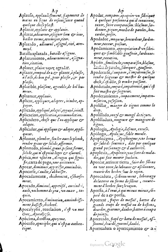 1621 - Adrian Tiffaine - Trésor des deux langues espagnole et française - BM Lyon