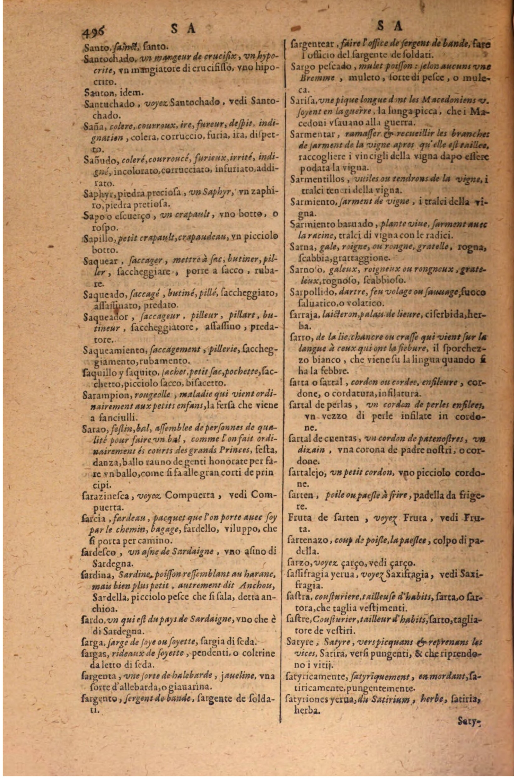 1606 - Samuel Crespin - Thresor des trois langues, francoise, italiene et espagnolle - BSB Munich