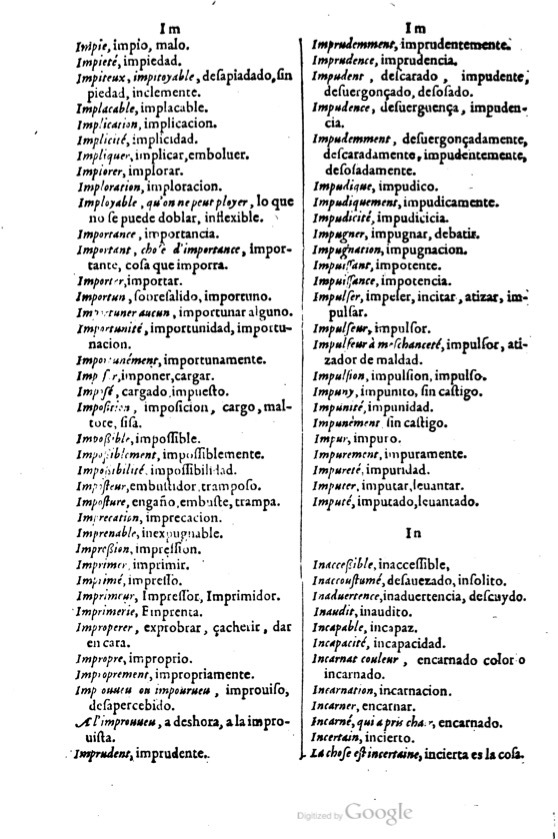 1621 - Adrian Tiffaine - Trésor des deux langues espagnole et française - BM Lyon
