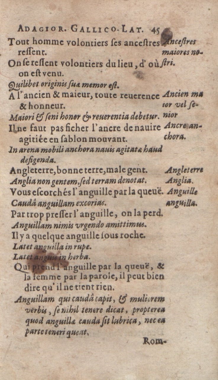 1612 - Dominicus Custos - Trésor des proverbes français  - Bibliopol-Olomuc