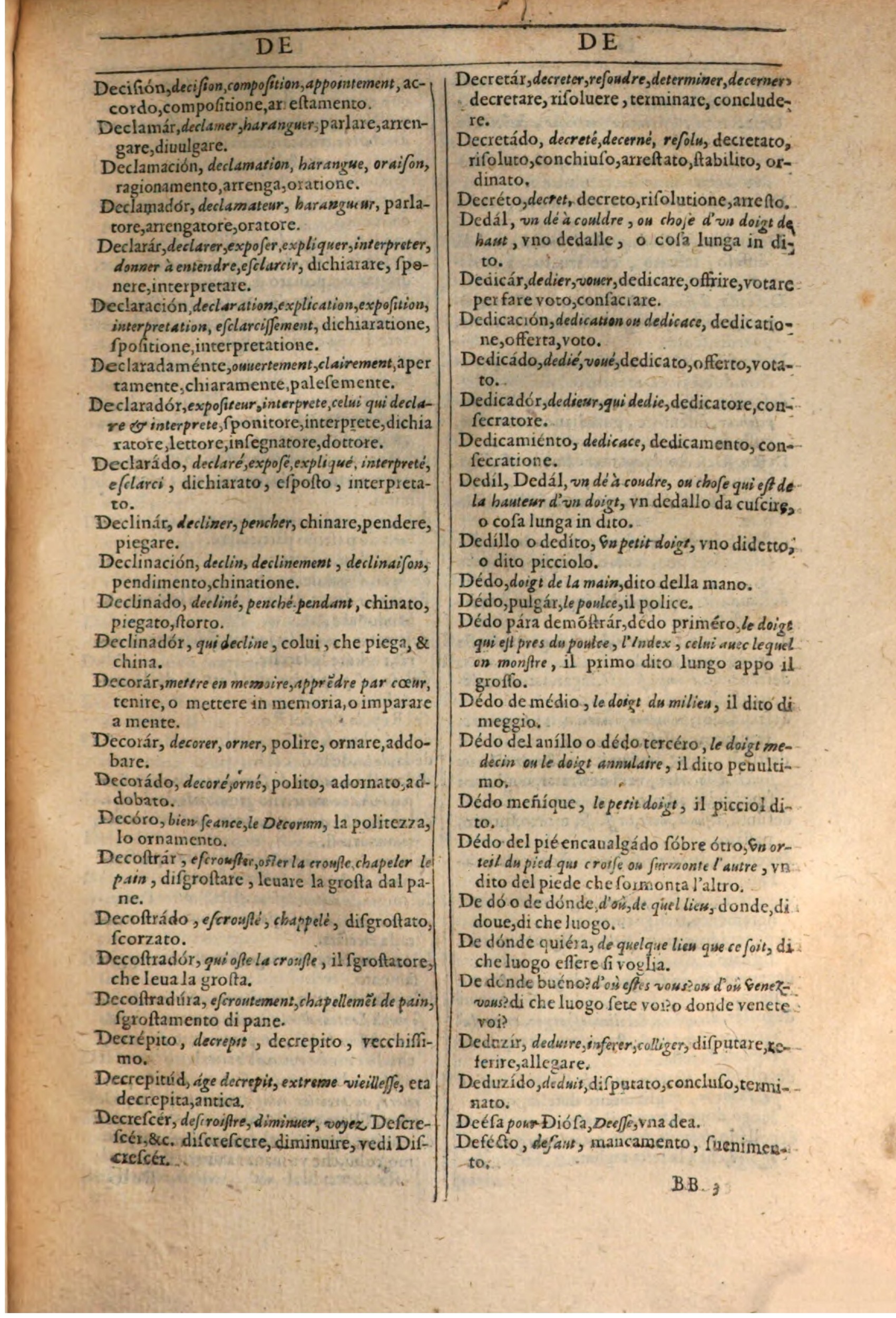 1609 - Philippe Albert et Alexandre Pernet - Trésor des trois langues française, italienne et espagnole (Première partie) - BSB Munich 1609 - Philippe Albert et Alexandre Pernet - Trésor des trois langues française, italienne et espagnole (Première partie) - BSB Munich