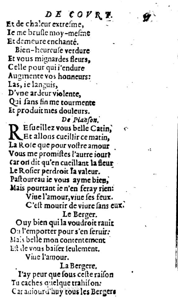 1606 - Théodore Reinsart - Trésor des chansons amoureuses recueillies des plus excellents airs de cour - Livre I - NK ČR Prague