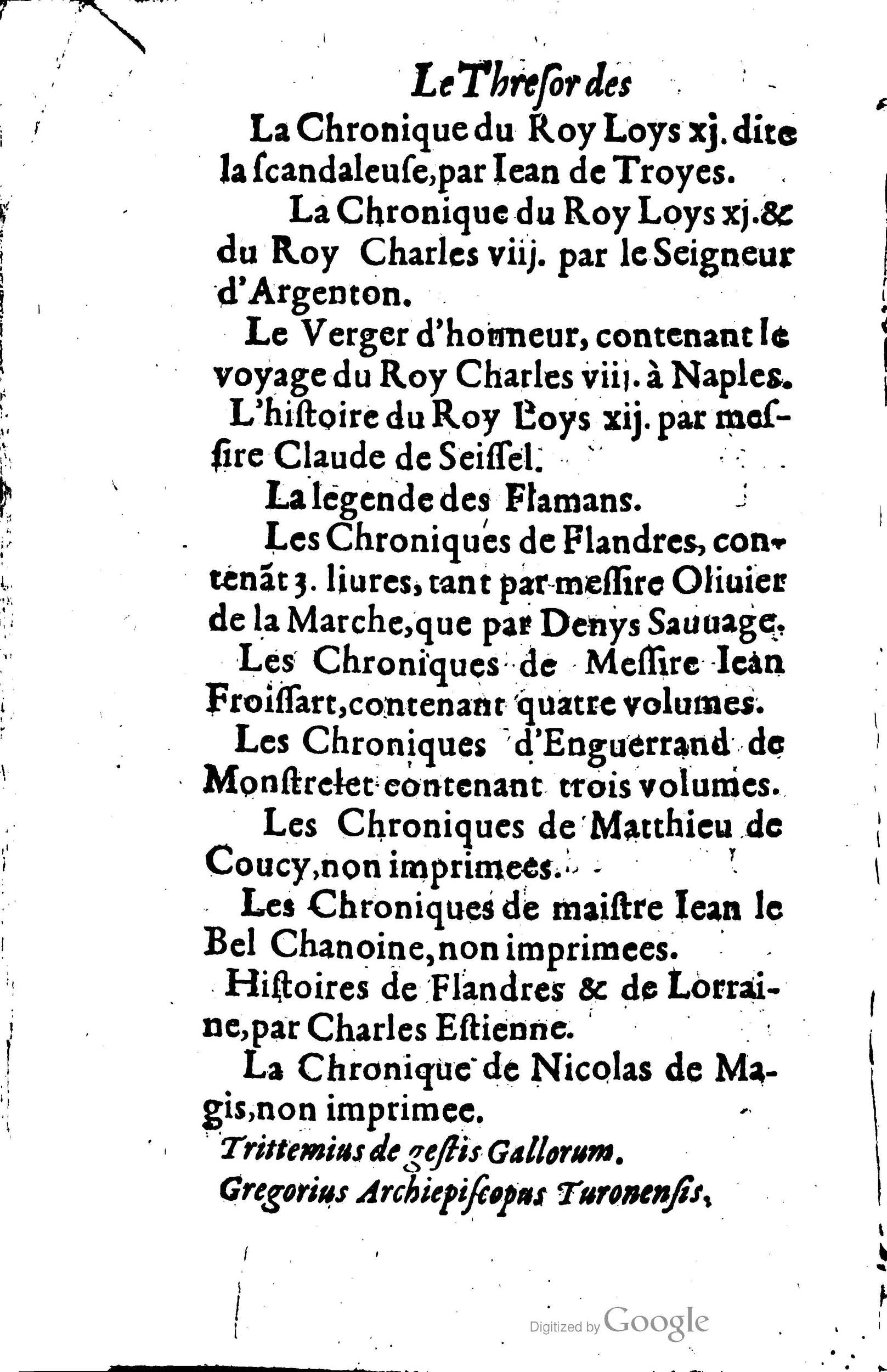 1619 - Jean Corrozet - Trésor des histoires de France - BSB Munich
