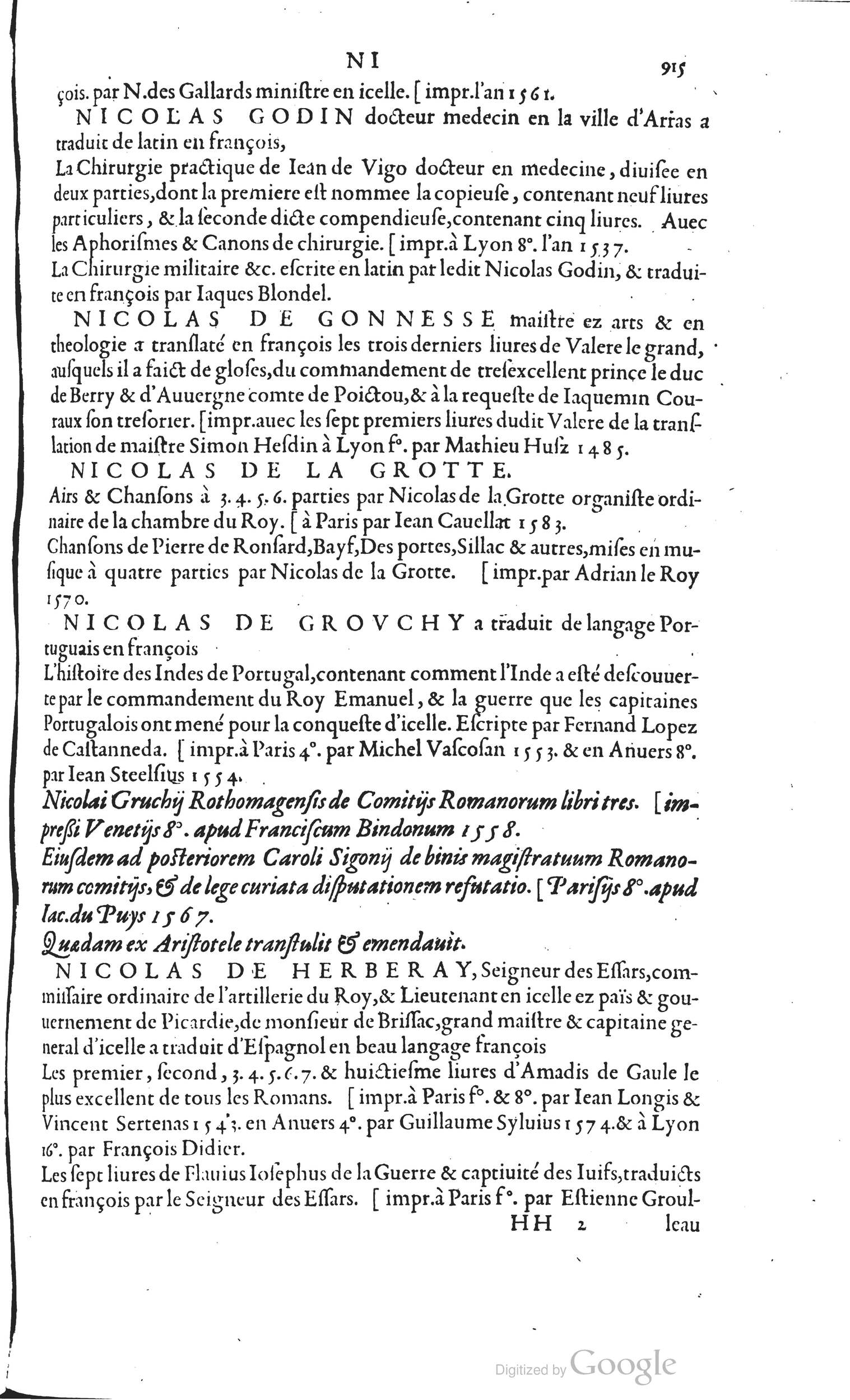 1585 - Barthélemy Honorat - Bibliothèques françaises - BSB Munich