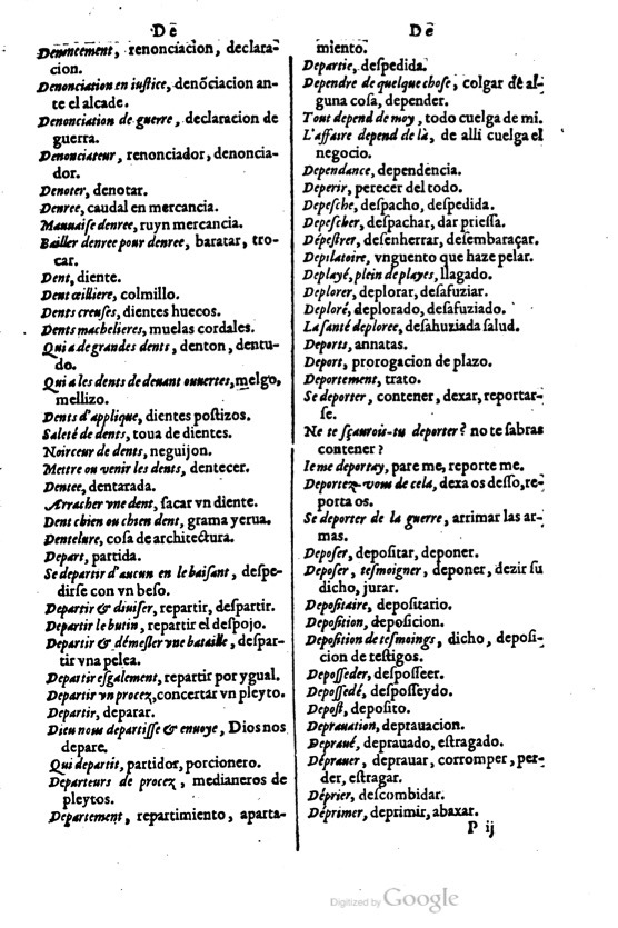 1621 - Adrian Tiffaine - Trésor des deux langues espagnole et française - BM Lyon