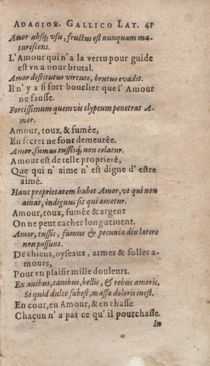 1612 - Dominicus Custos - Trésor des proverbes français  - Bibliopol-Olomuc
