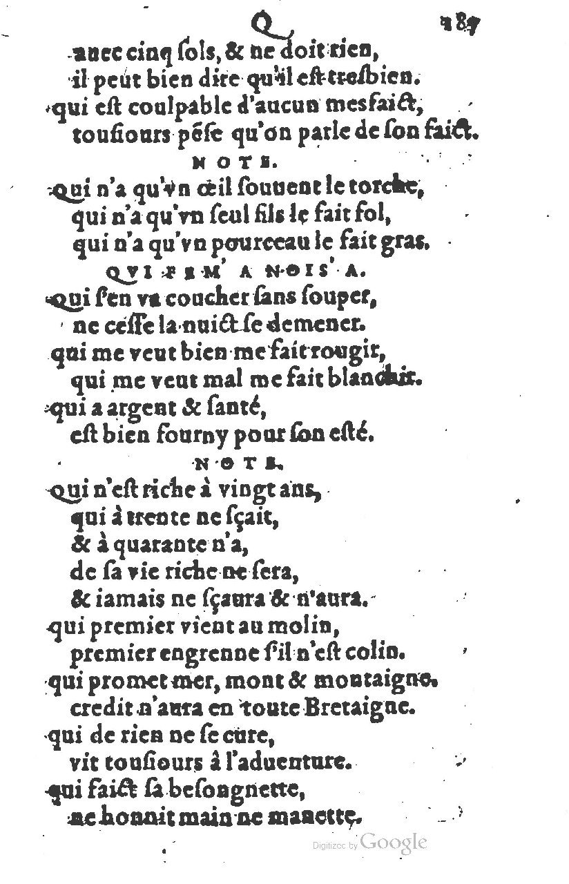 1581 - Nicolas Bonfons  - Trésor des sentences dorées - Princeton
