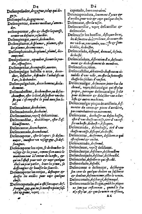 1621 - Adrian Tiffaine - Trésor des deux langues espagnole et française - BM Lyon