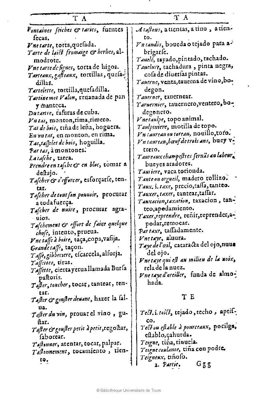 1607 - Marc Orry - Trésor des deux langues espagnole et française (Première et Seconde parties) - BU Tours