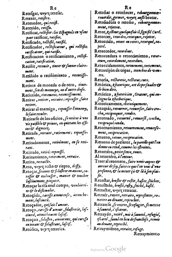 1621 - Adrian Tiffaine - Trésor des deux langues espagnole et française - BM Lyon
