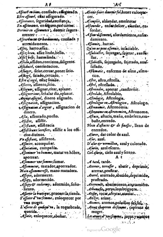 1616 - Veuve Marc Orry - Trésor des deux langues espagnole et française (Première et Seconde parties) - BM Lyon
