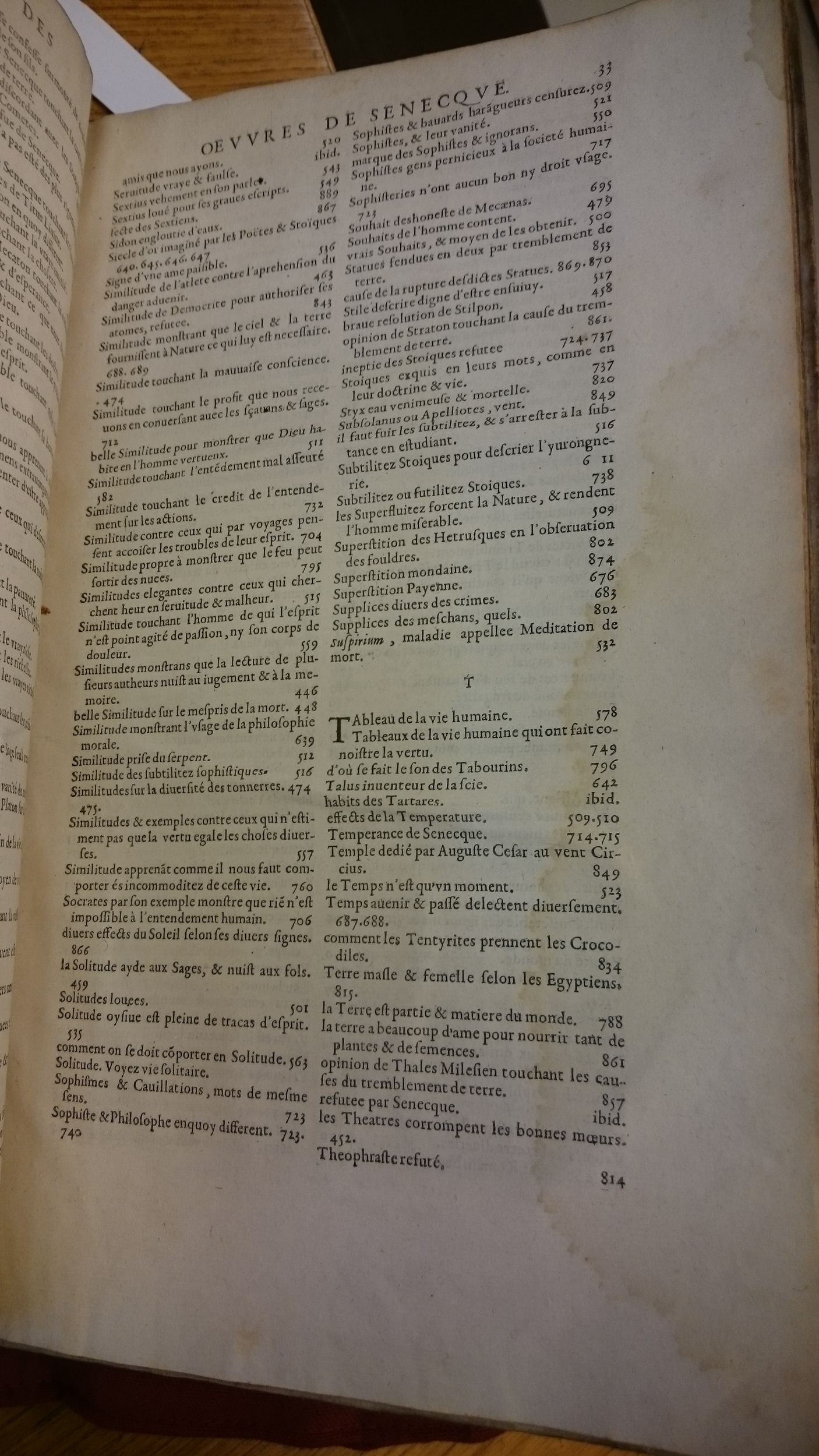1598 - Jean Houzé - Œuvres morales et mêlées de Sénèque, Trésor de philosophie morale - BM Lyon