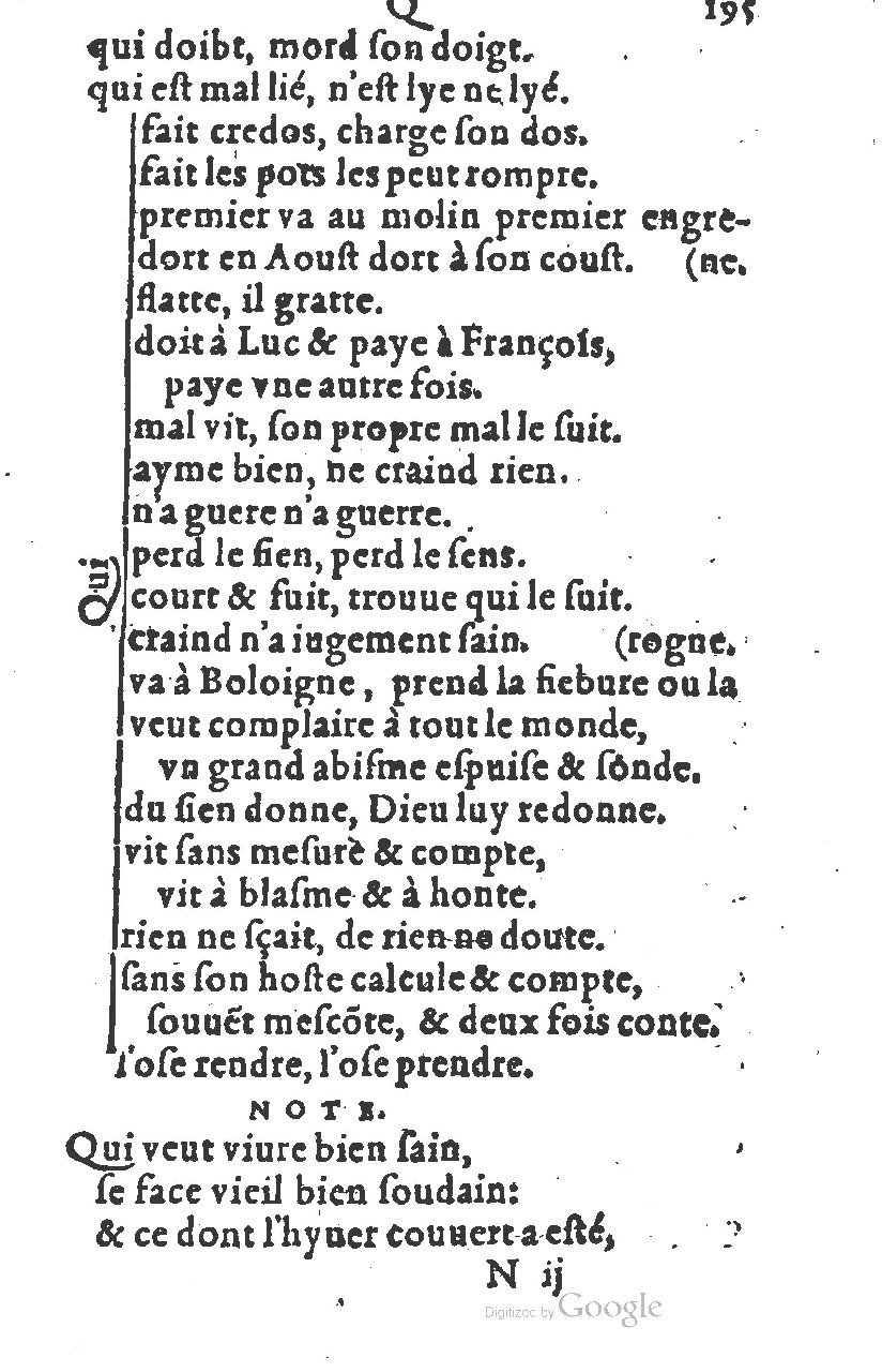 1581 - Nicolas Bonfons  - Trésor des sentences dorées - Princeton
