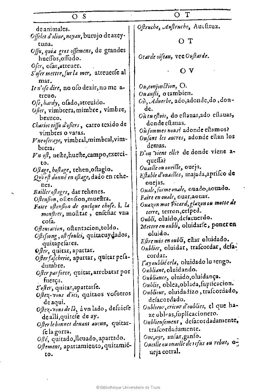 1607 - Marc Orry - Trésor des deux langues espagnole et française (Première et Seconde parties) - BU Tours