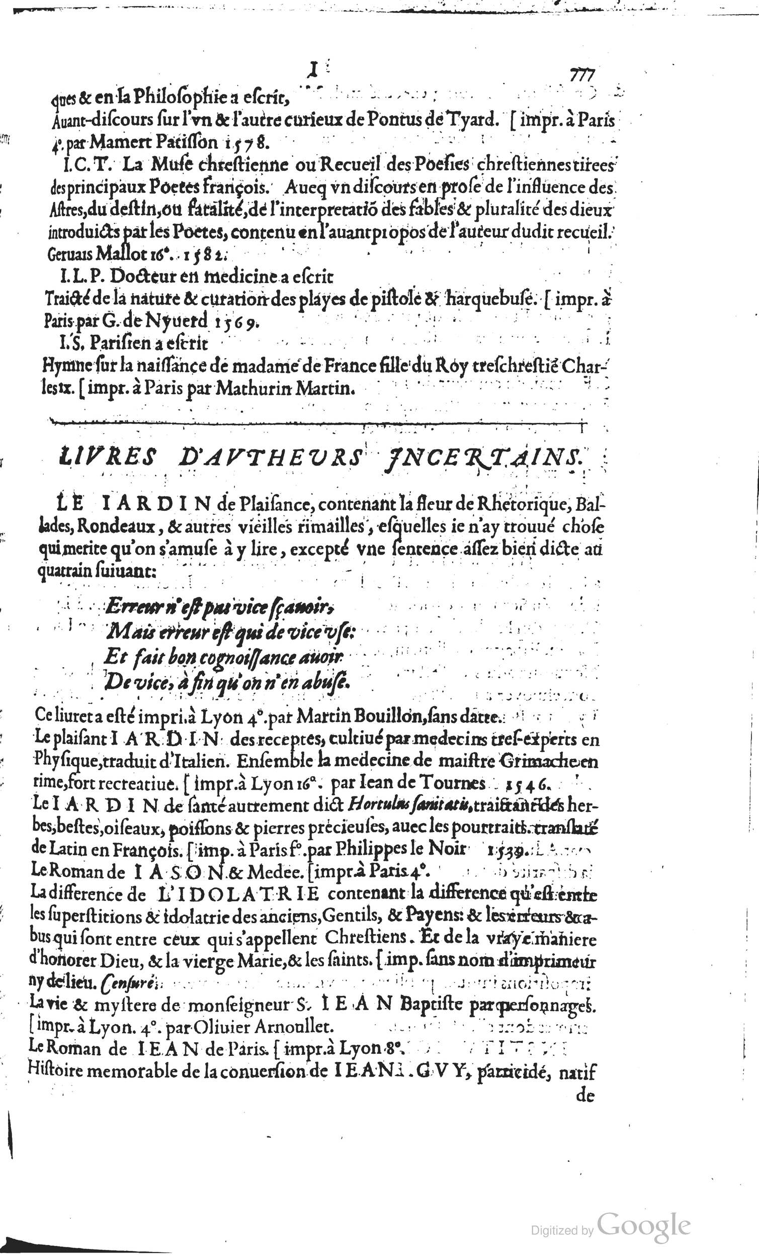 1585 - Barthélemy Honorat - Bibliothèques françaises - BSB Munich