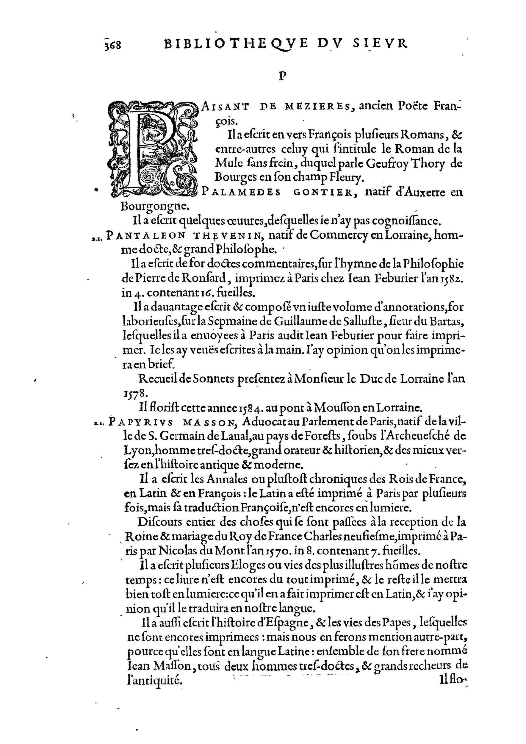 1584 - Abel L&#039;Angelier - Bibliothèques françaises - BnF