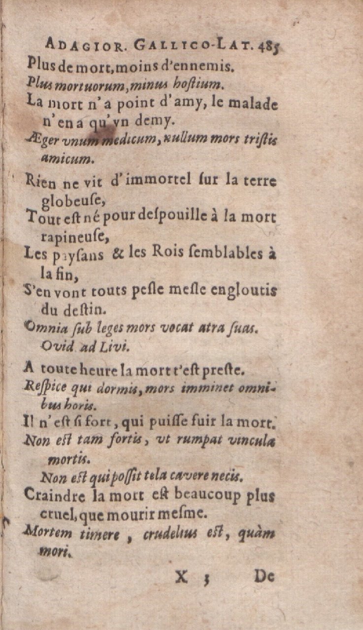 1612 - Dominicus Custos - Trésor des proverbes français  - Bibliopol-Olomuc