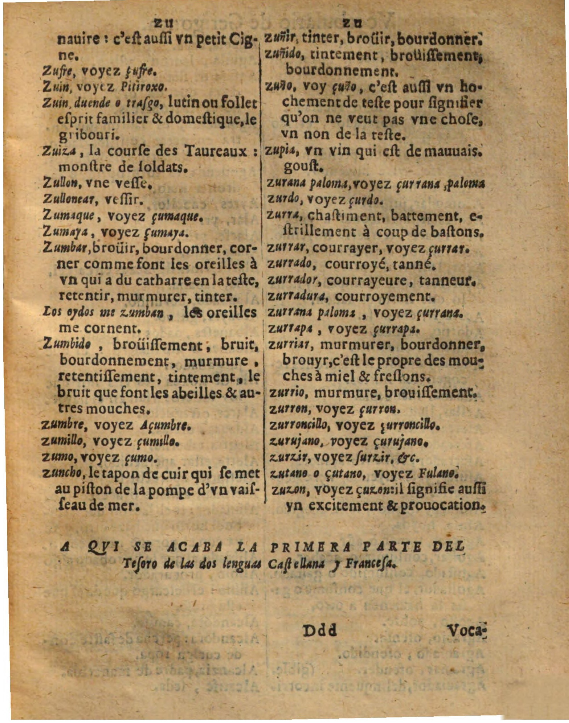 1625 - Hubert Antoine - Trésor des deux langues espagnole et française - Augsbourg