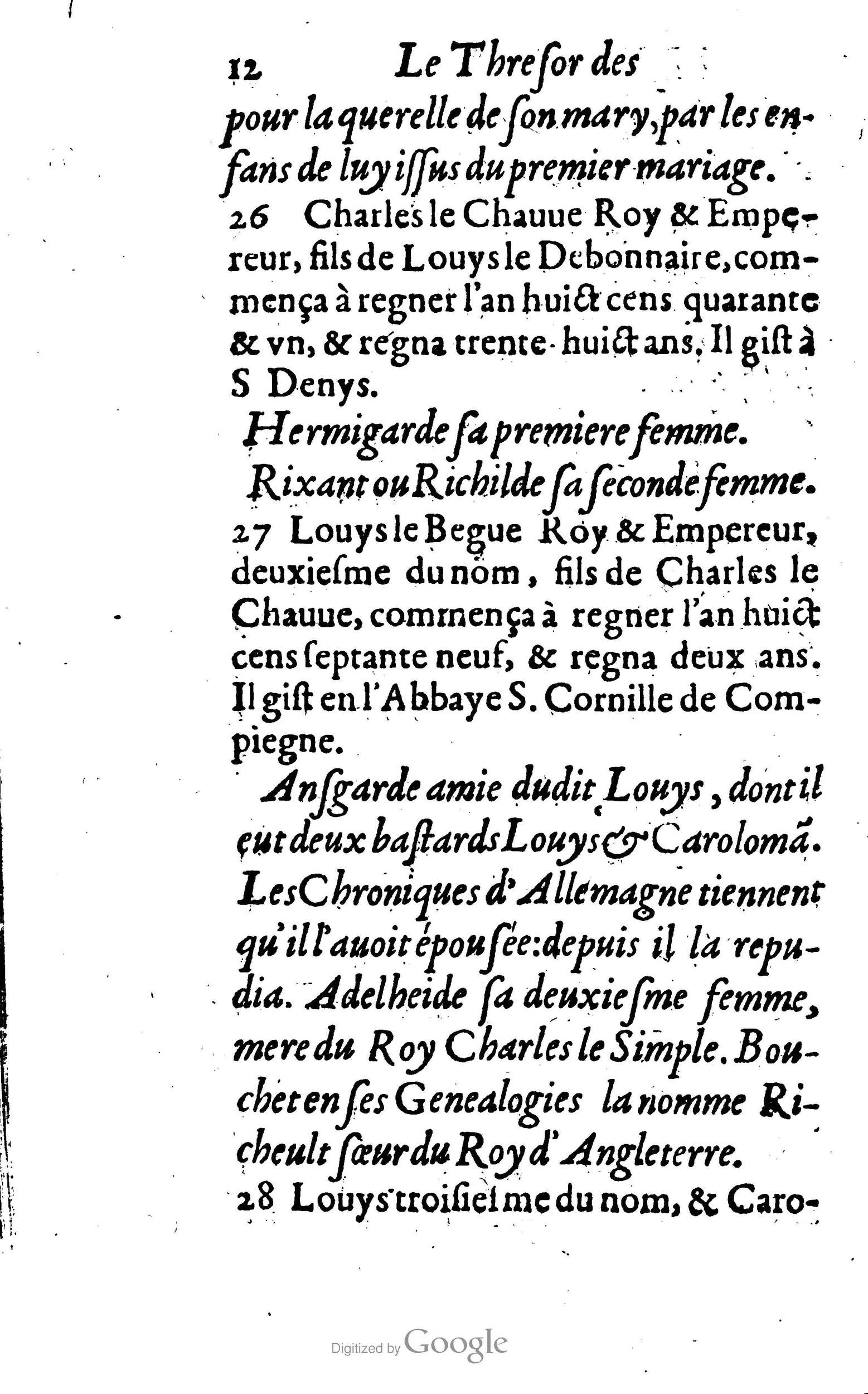 1638 - Jean Corrozet - Trésor des histoires de France - BM Lyon