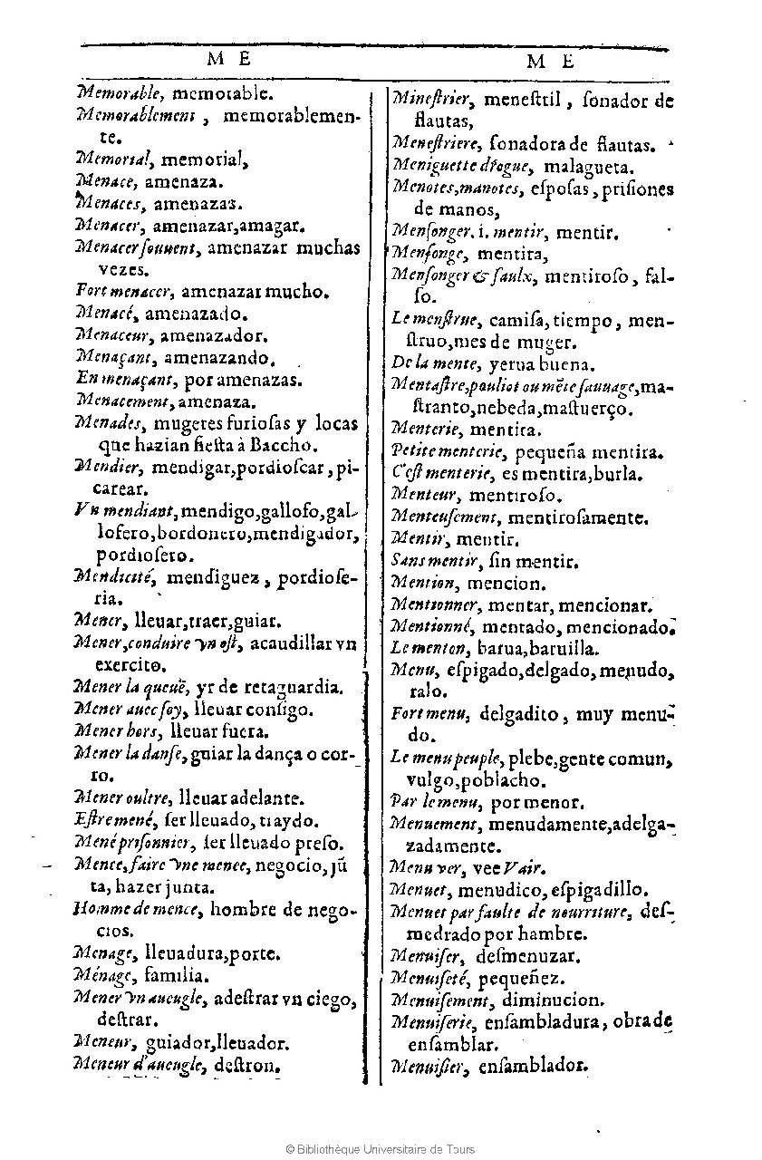 1607 - Marc Orry - Trésor des deux langues espagnole et française (Première et Seconde parties) - BU Tours