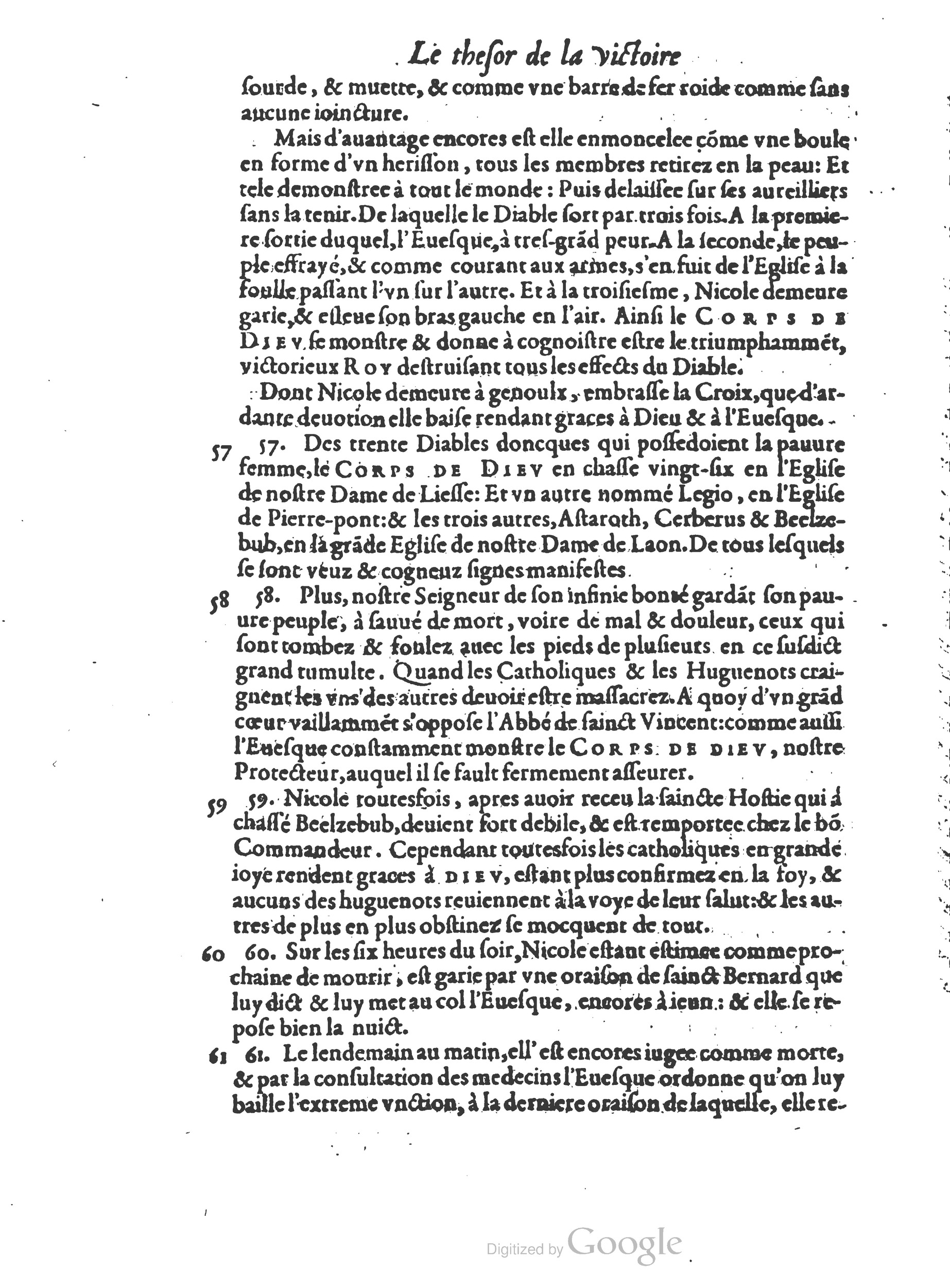 1578 - Nicolas Chesneau - Trésor et entière histoire de la triomphante victoire du corps de Dieu sur l’esprit malin - British Library
