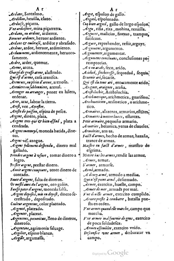 1621 - Adrian Tiffaine - Trésor des deux langues espagnole et française - BM Lyon