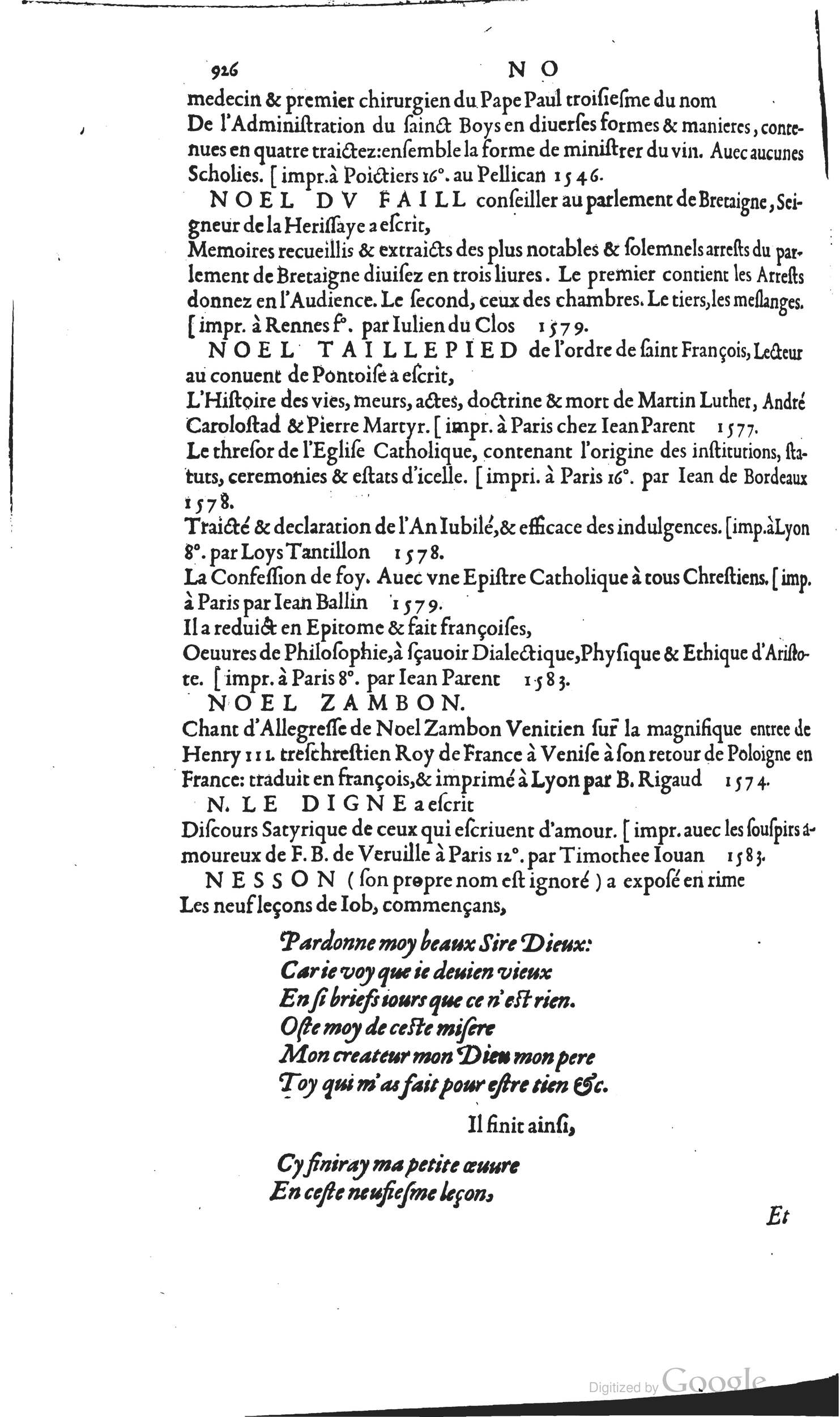 1585 - Barthélemy Honorat - Bibliothèques françaises - BSB Munich
