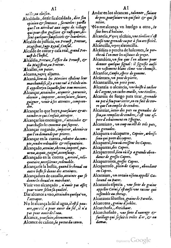 1621 - Adrian Tiffaine - Trésor des deux langues espagnole et française - BM Lyon