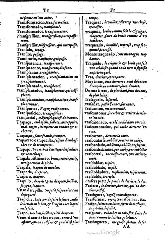 1616 - Veuve Marc Orry - Trésor des deux langues espagnole et française (Première et Seconde parties) - BM Lyon