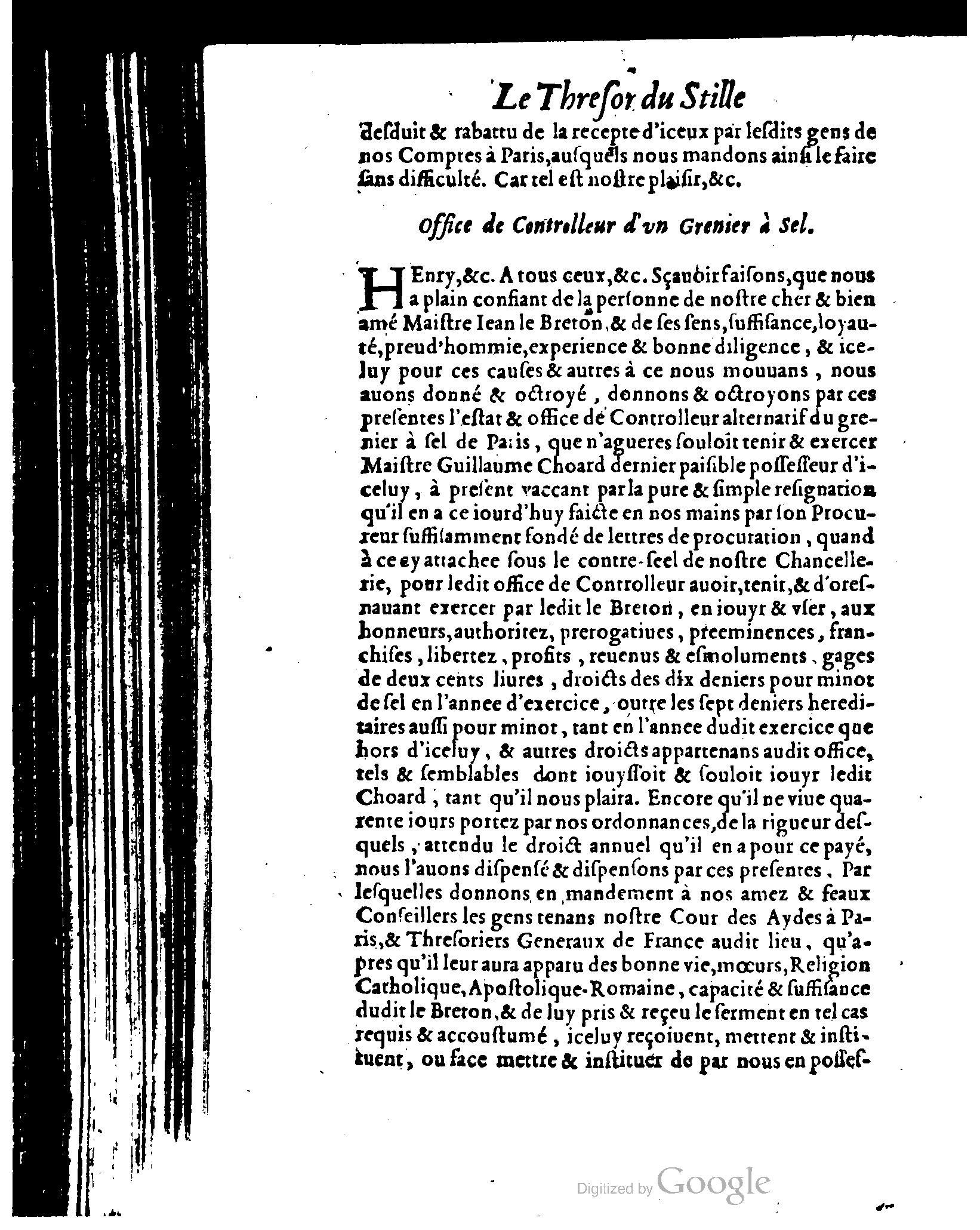 1614 - Jean Richer - Trésor du nouveau style et protocole de la chancellerie de France - BSB Munich