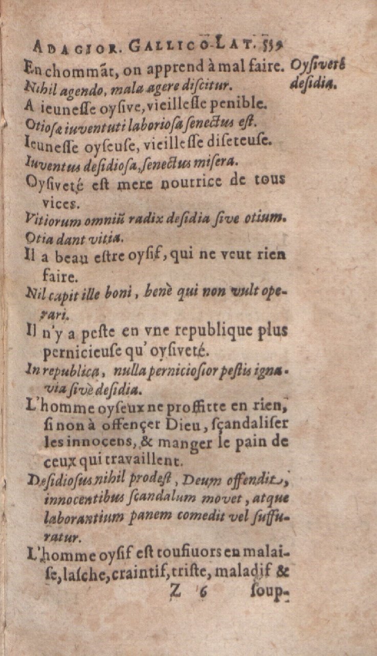 1612 - Dominicus Custos - Trésor des proverbes français  - Bibliopol-Olomuc