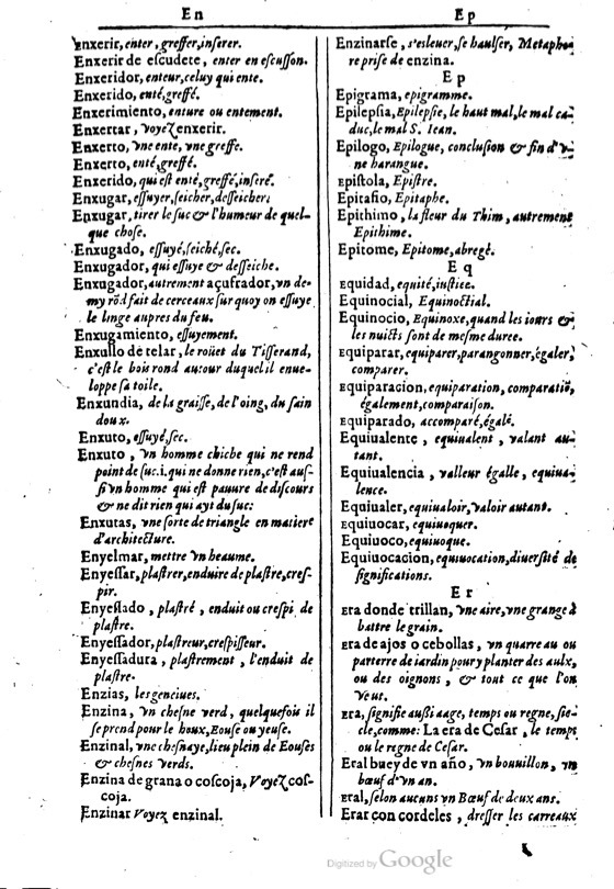 1616 - Veuve Marc Orry - Trésor des deux langues espagnole et française (Première et Seconde parties) - BM Lyon