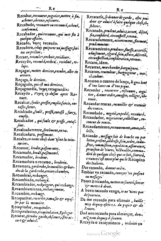 1616 - Veuve Marc Orry - Trésor des deux langues espagnole et française (Première et Seconde parties) - BM Lyon