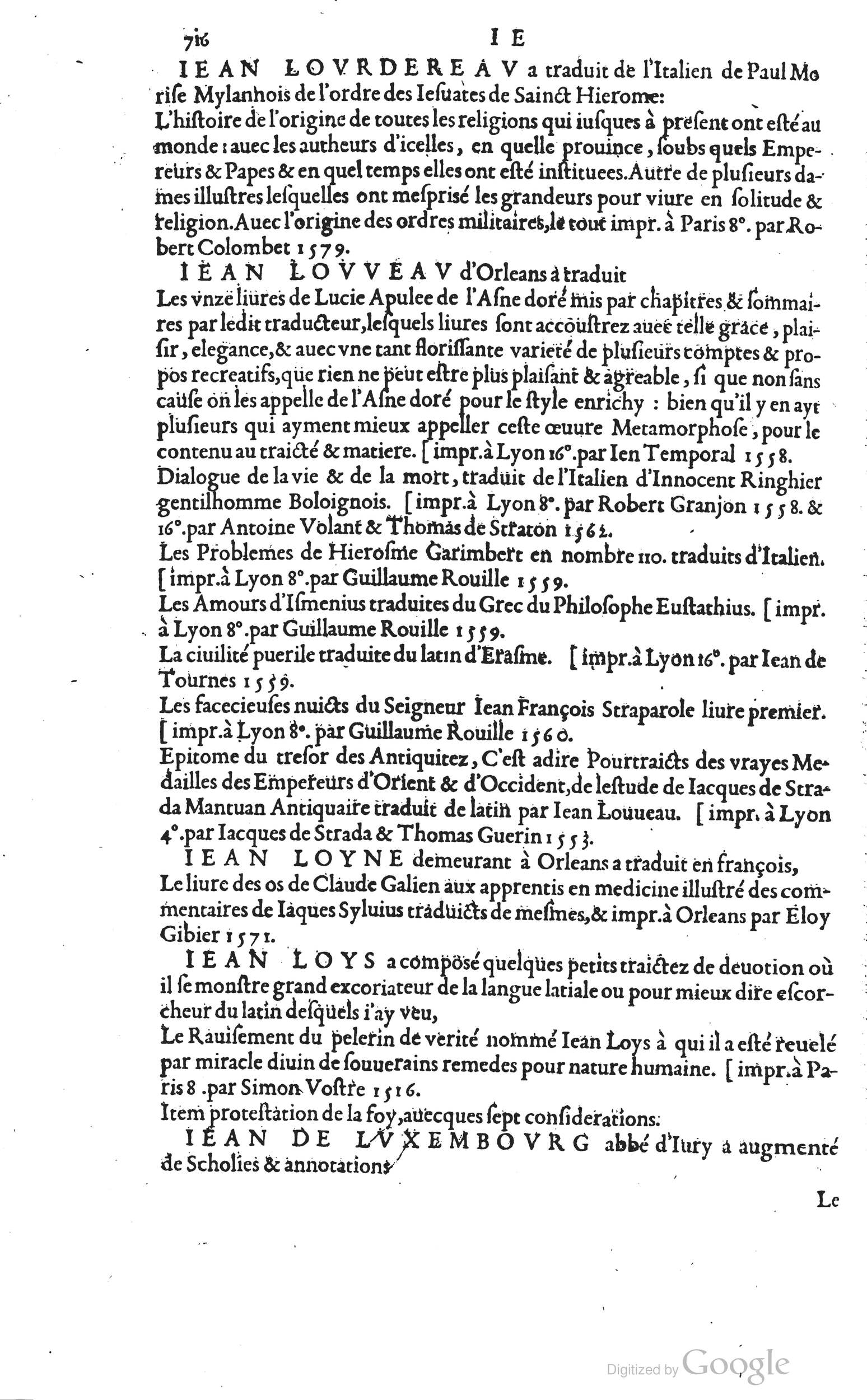 1585 - Barthélemy Honorat - Bibliothèques françaises - BSB Munich