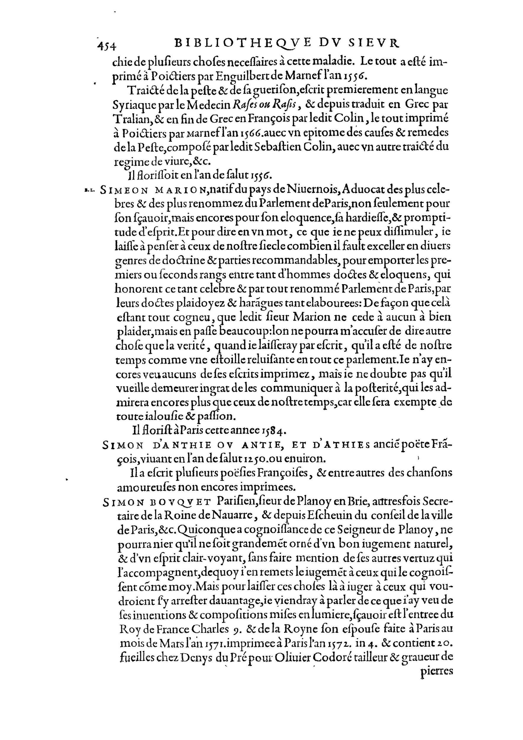 1584 - Abel L&#039;Angelier - Bibliothèques françaises - BnF