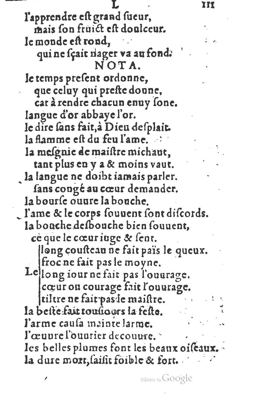 1581 - Nicolas Bonfons  - Trésor des sentences dorées - Princeton