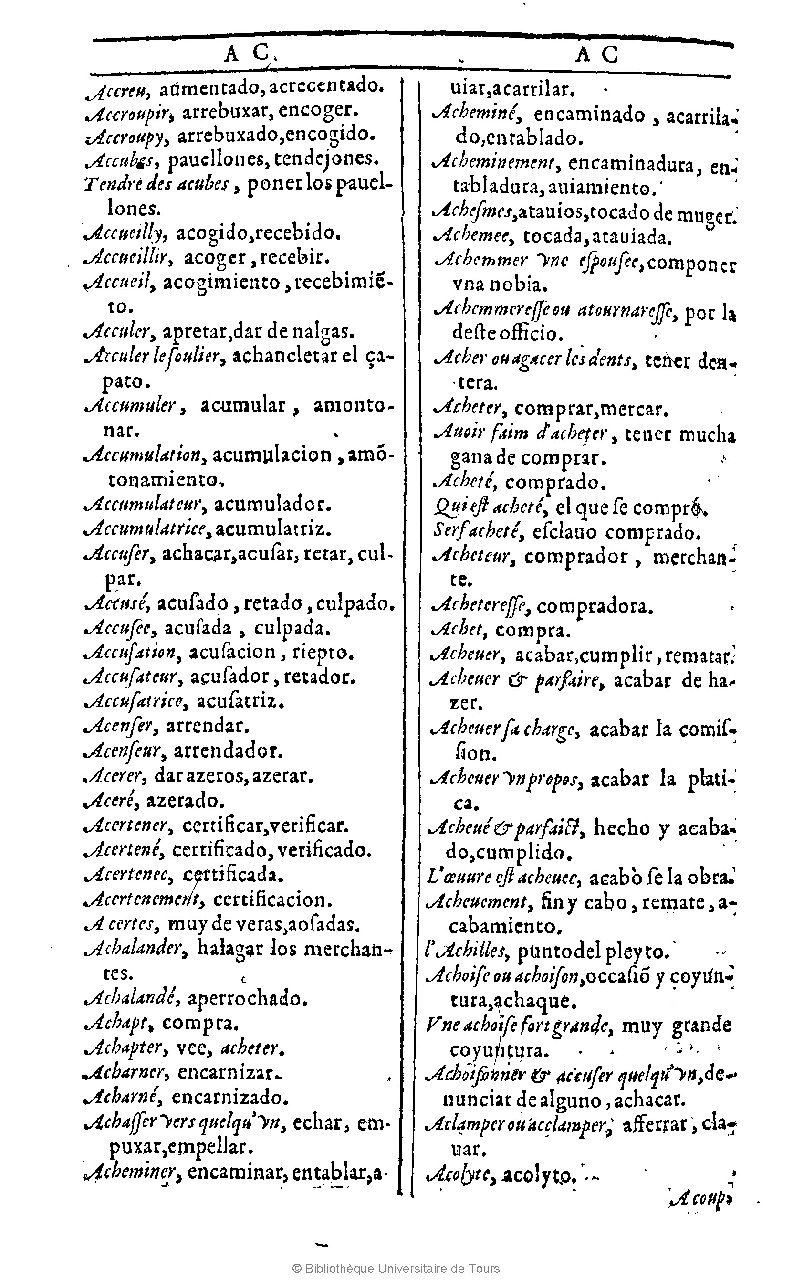 1607 - Marc Orry - Trésor des deux langues espagnole et française (Première et Seconde parties) - BU Tours
