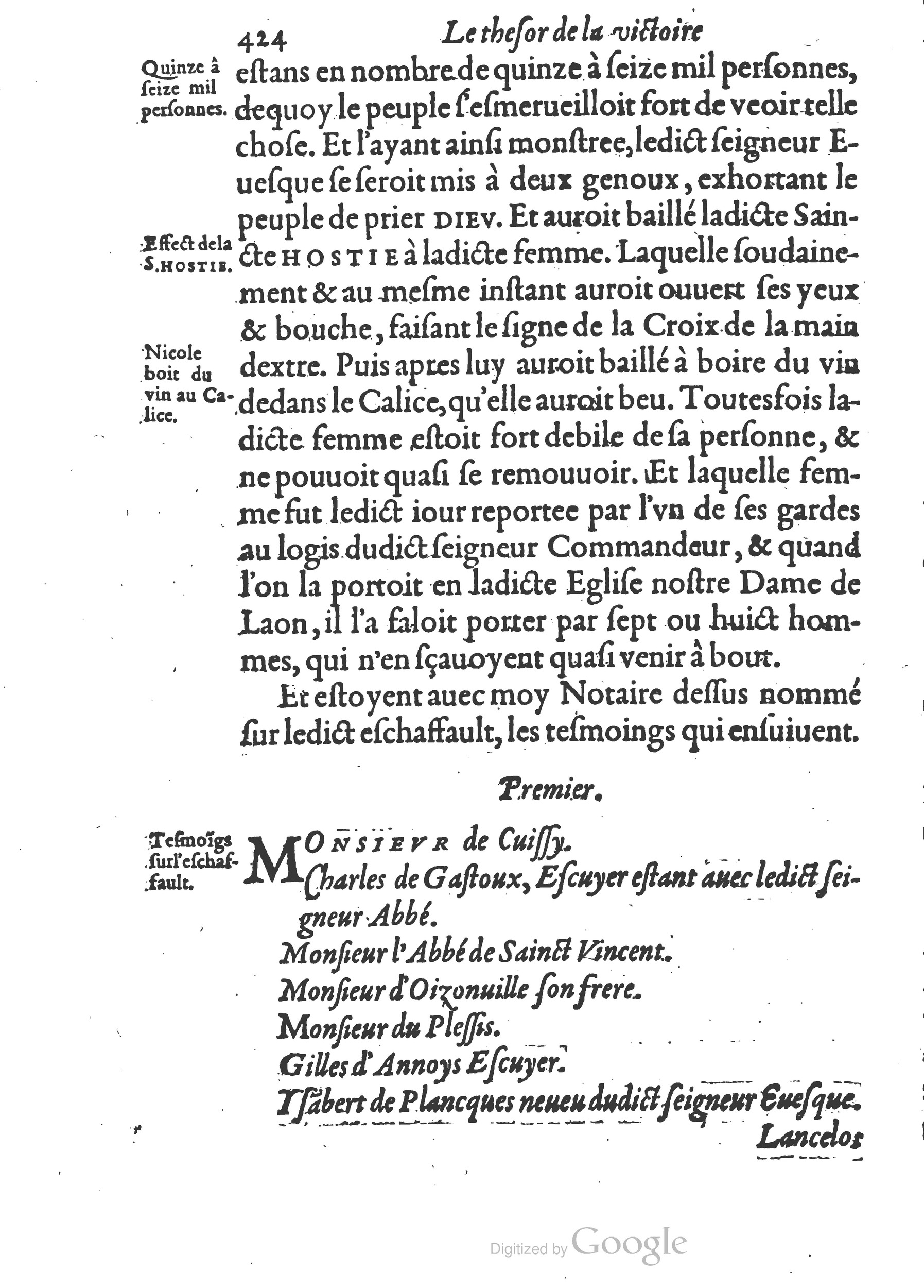 1578 - Nicolas Chesneau - Trésor et entière histoire de la triomphante victoire du corps de Dieu sur l’esprit malin - British Library