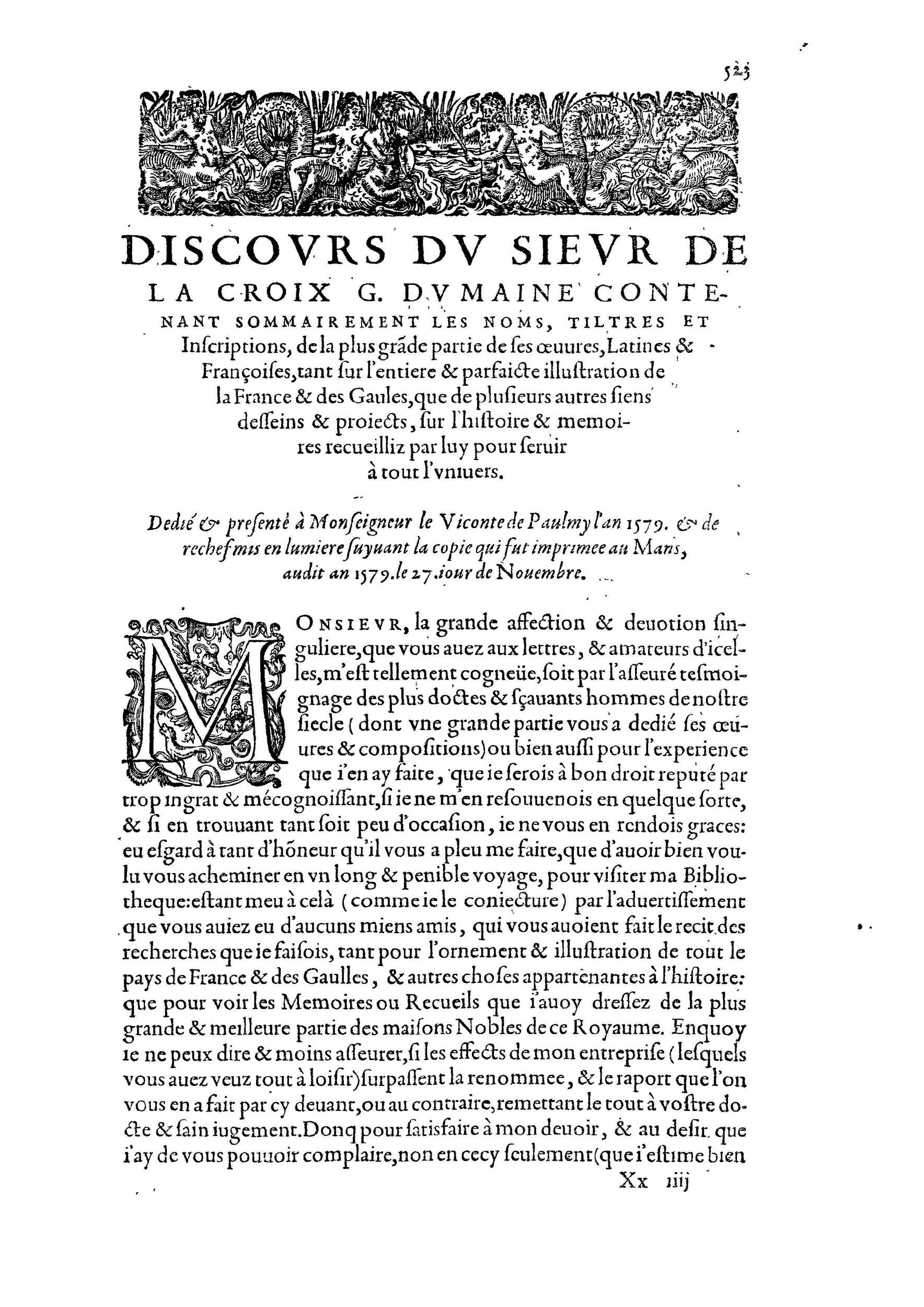 1584 - Abel L&#039;Angelier - Bibliothèques françaises - BnF