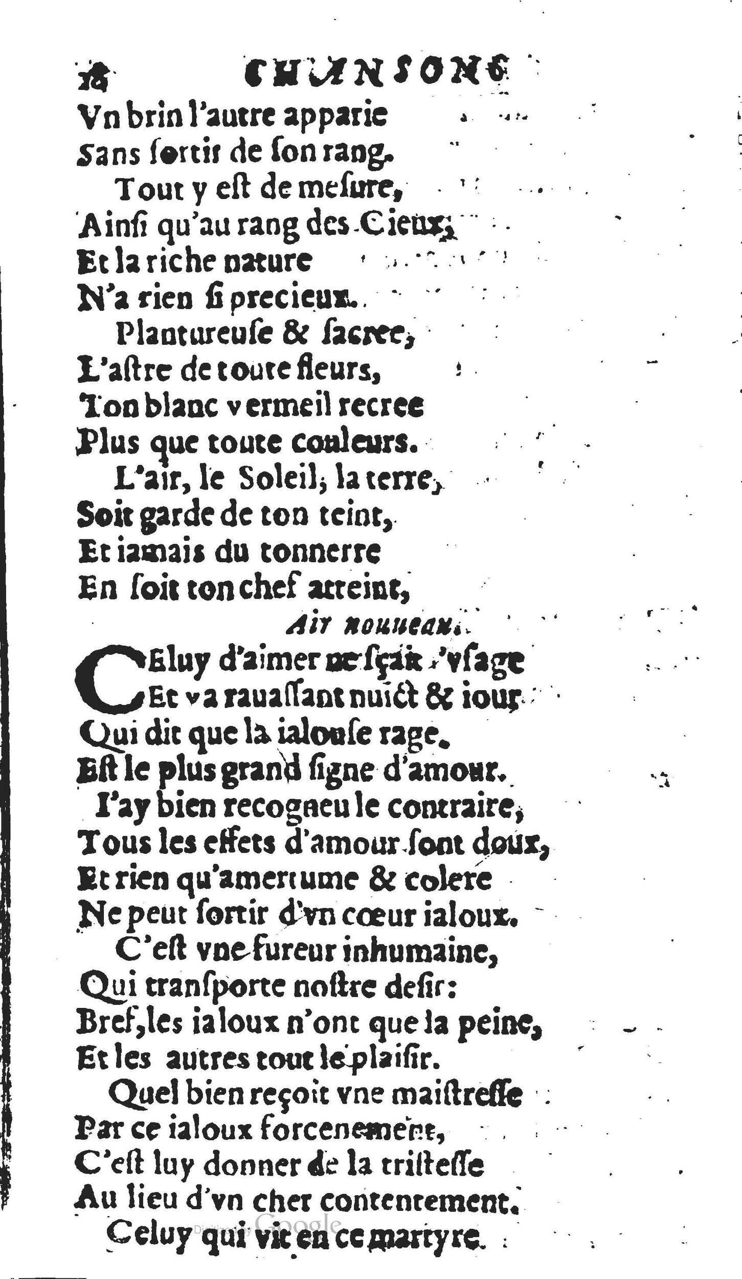 1606 - Théodore Reinsart - Trésor des chansons amoureuses recueillies des plus excellents airs de cour - Livre II - NK ČR Prague
