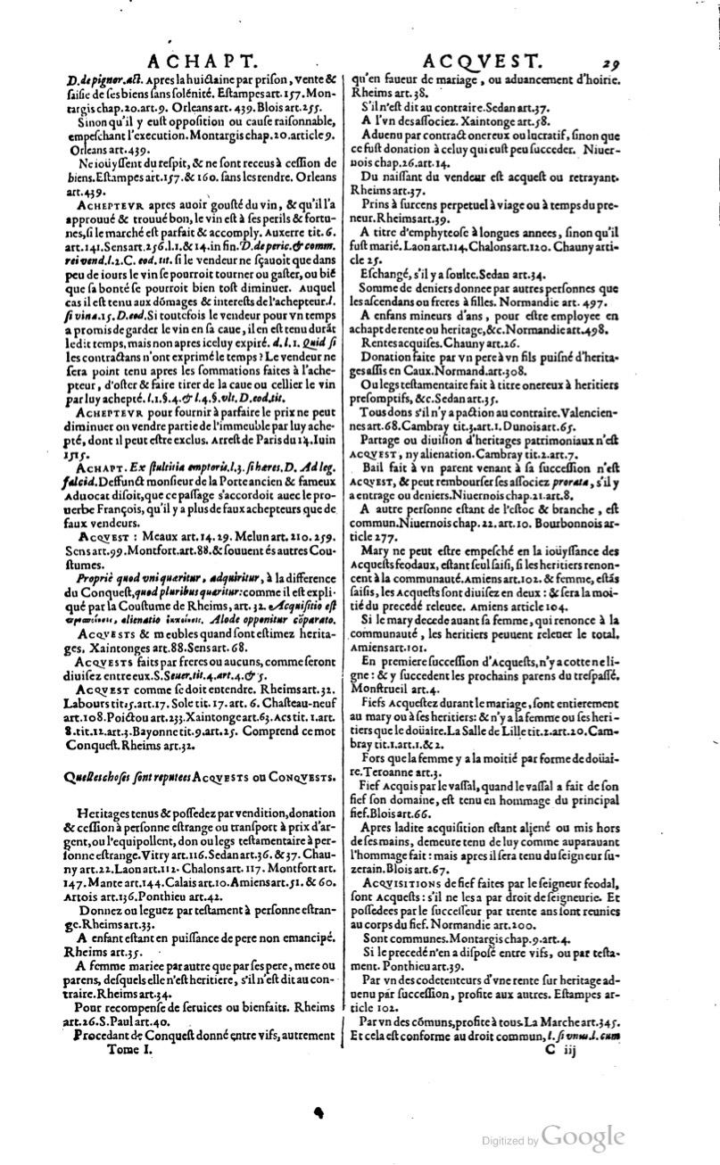 1629 - Veuve Nicolas Buon - Trésor du droit français (21754 T. 1) - BM Lyon