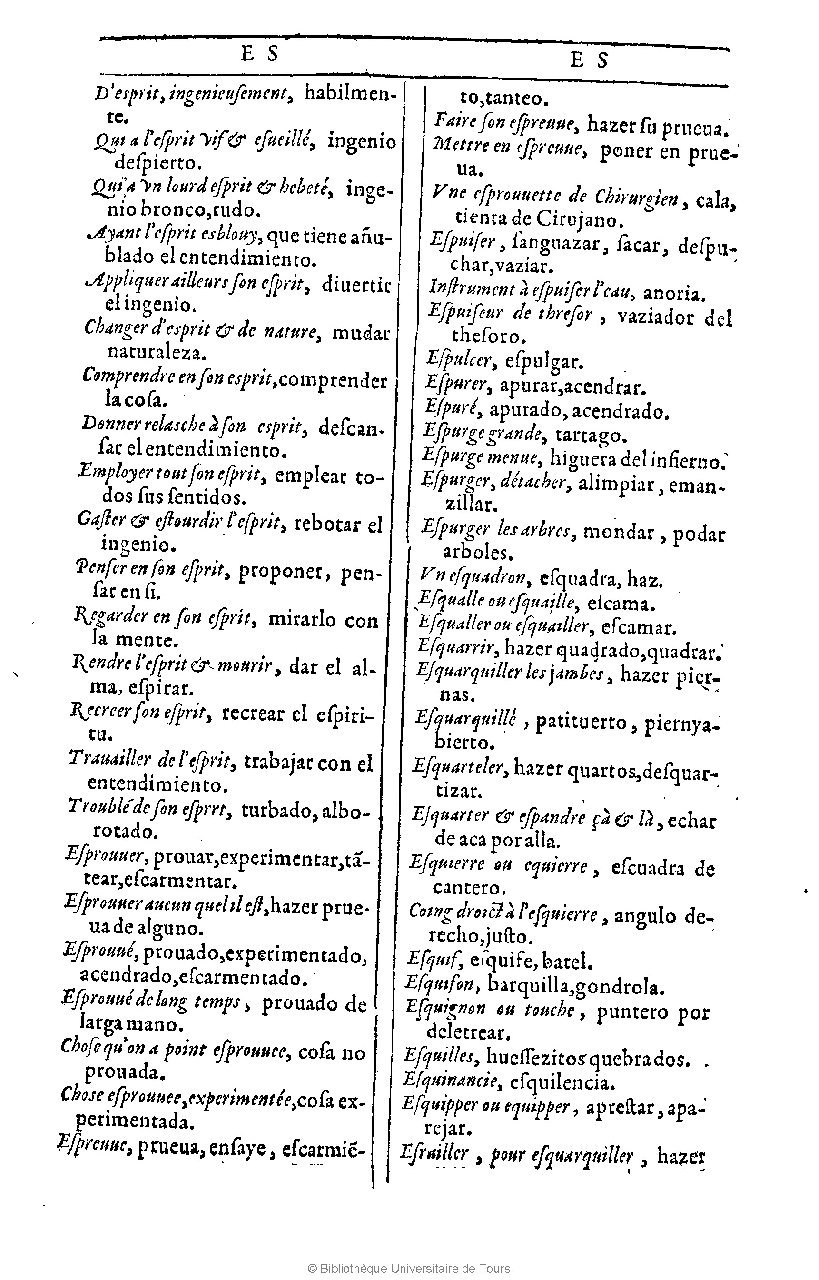 1607 - Marc Orry - Trésor des deux langues espagnole et française (Première et Seconde parties) - BU Tours