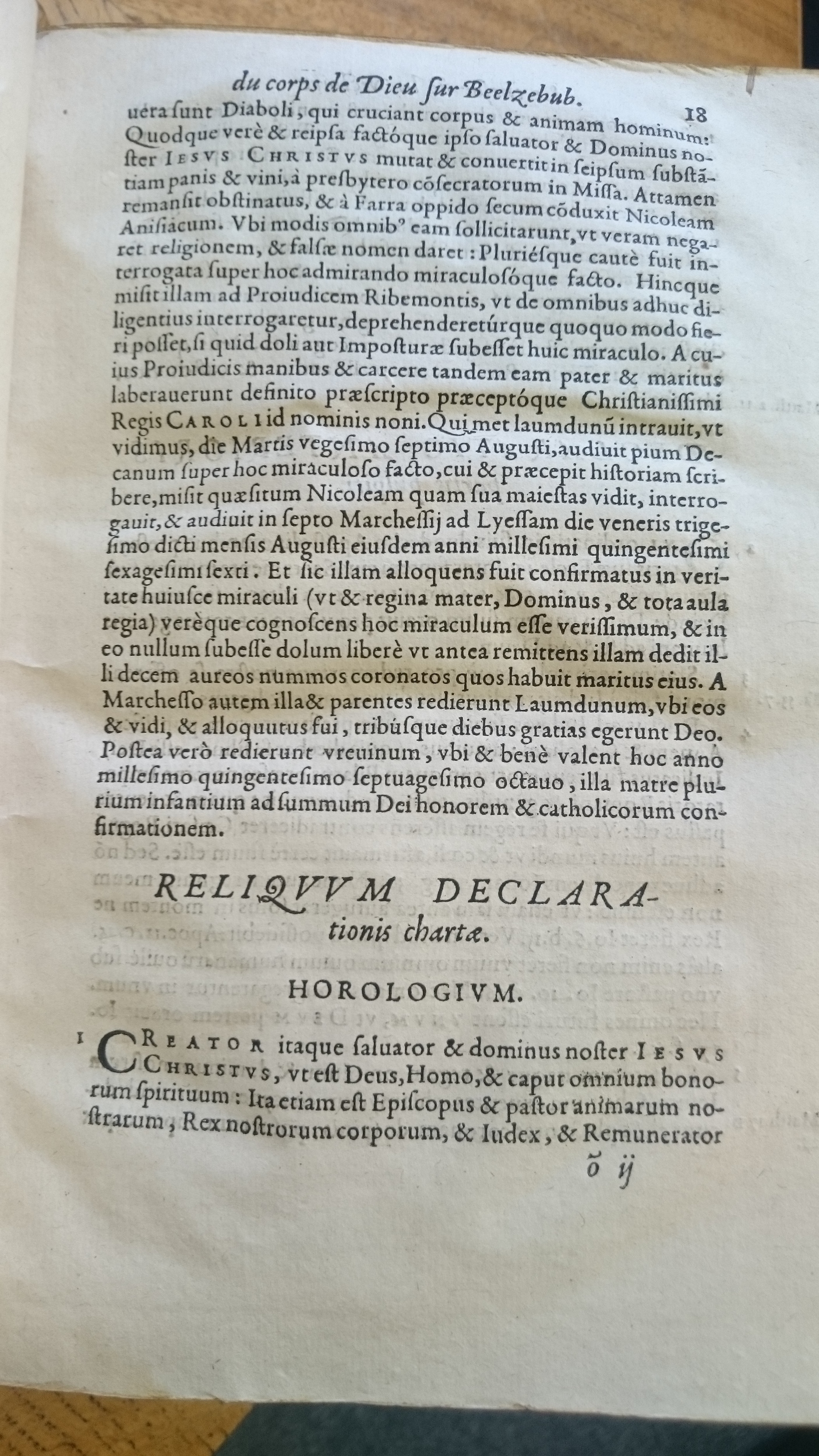 1578 - Nicolas Chesneau - Trésor et entière histoire de la triomphante victoire du corps de Dieu sur l’esprit malin - Douai Quincy