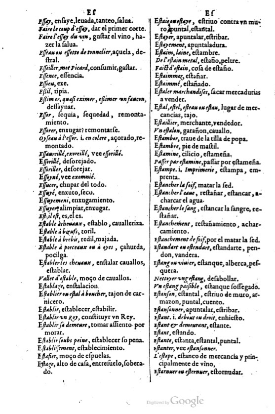1621 - Adrian Tiffaine - Trésor des deux langues espagnole et française - BM Lyon