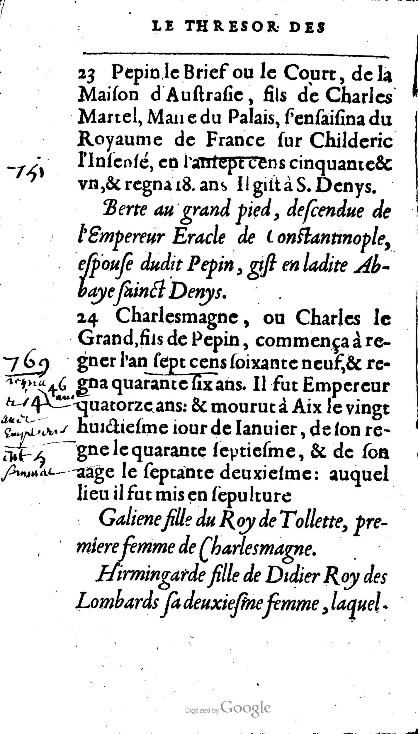 1604 - Galiot Corrozet - Trésor des histoires de France - BNC Florence