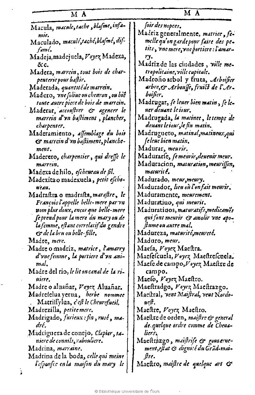 1607 - Marc Orry - Trésor des deux langues espagnole et française (Première et Seconde parties) - BU Tours