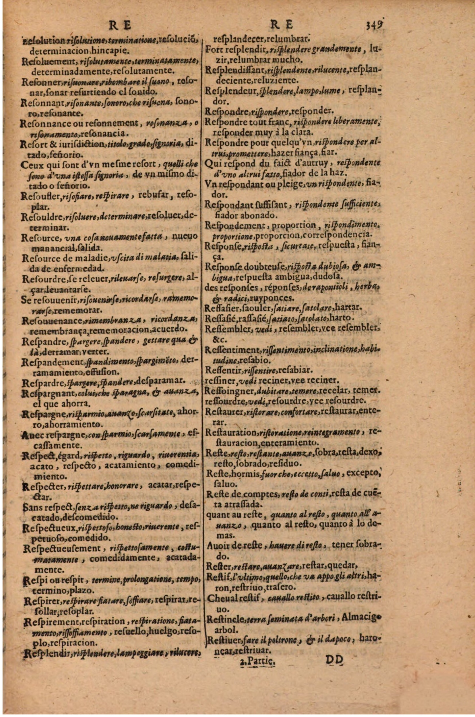 1616 - Pierre de la Rovière - Trésor des trois langues (Seconde partie) - BSB Munich