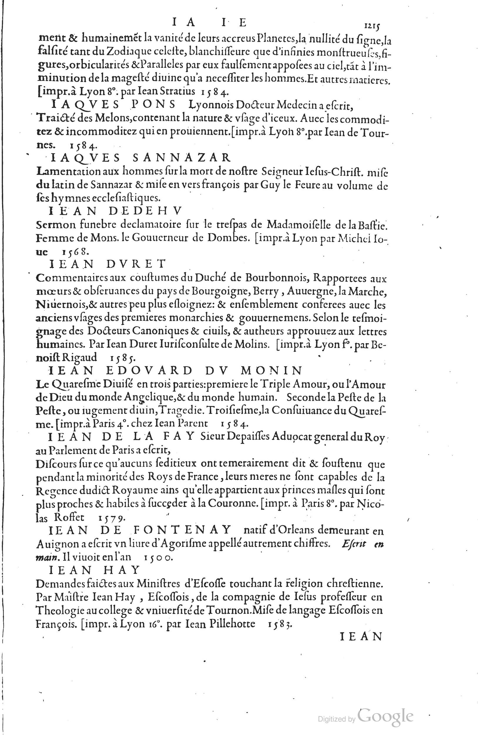 1585 - Barthélemy Honorat - Bibliothèques françaises - BSB Munich