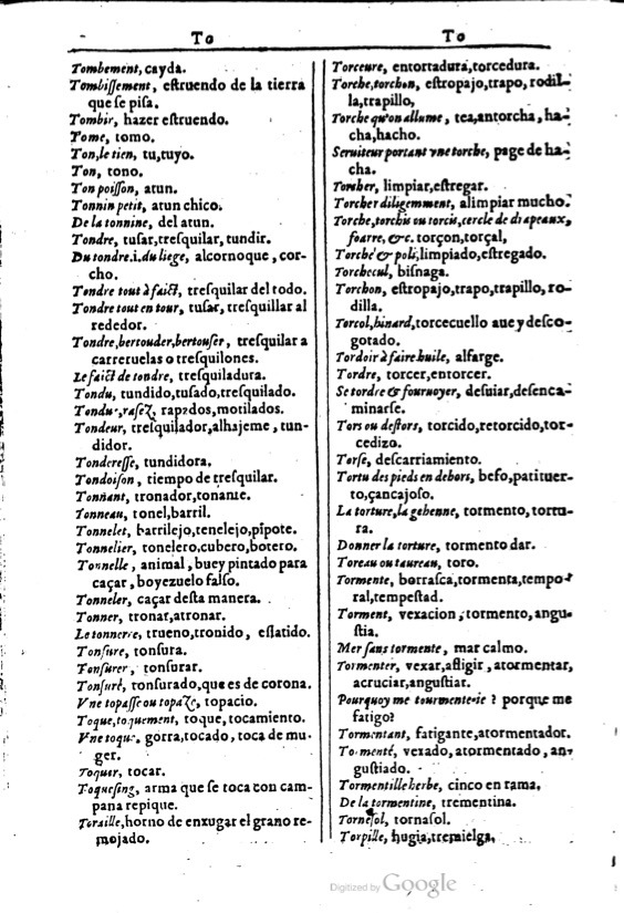 1616 - Veuve Marc Orry - Trésor des deux langues espagnole et française (Première et Seconde parties) - BM Lyon